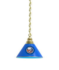 New York Islanders Pool Table Pendant Light with a Brass Finish