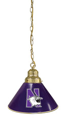 Northwestern University Pool Table Pendant Light with a Brass Finish