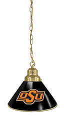 Oklahoma State University Pool Table Pendant Light with a Brass Finish