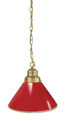 Non-Logo Red Pool Table Pendant Light with a Brass Finish