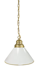 Non-Logo White Pool Table Pendant Light with a Brass Finish