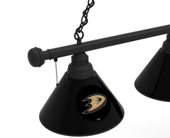 Anaheim Ducks 3 Shade Billiard Table Lamp with Black Finish Close Up