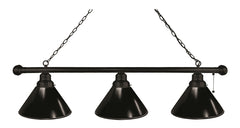 Black Non-Logo Plain 3 Shade Snooker Table Lamp with a Black Finish