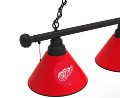 Detroit Red Wings 3 Shade Billiard Table Light with Black Finish Close Up