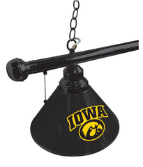 University of Iowa Hawkeyes Logo 3 Shade Pool Table Light with Black Finish Close Up