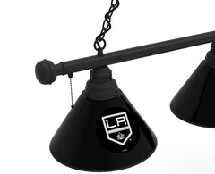 Los Angeles Kings 3 Shade Pool Table Light with Black Finish Close Up