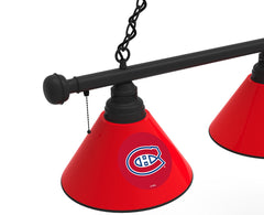 Montreal Canadians 3 Shade Billiard Table Light with Black Finish Close Up