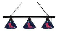 University of Mississippi 3 Shade Pool Table Lamp with Black Finish
