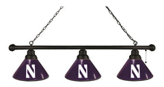 Northwestern University Wildcats Logo 3 Shade Pool Table Light with Black Finish