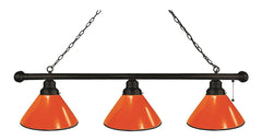 Orange Non-Logo Plain 3 Shade Pool Table Light with a Black Finish