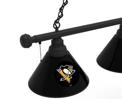 Pittsburgh Penguins 3 Shade Billiard Table Light with Black Finish Close Up