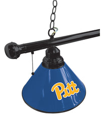 University of Pittsburgh Panther Logo 3 Shade Pool Table Light with Black Finish Side View
