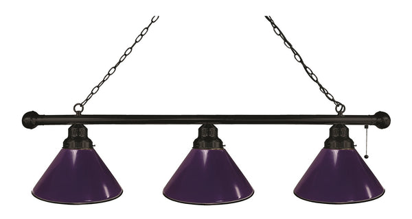 Purple Non-Logo 3 Shade Billiard Lamp