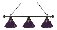 Purple Non-Logo Plain 3 Shade Pool Table Light with a Black Finish