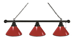 Red Non-Logo Plain 3 Shade Pool Table Lamp with a Black Finish