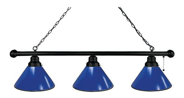 Royal Blue Non-Logo 3 Shade Billiard Lamp | Pool Table Light