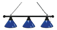 Royal Blue Non-Logo Plain 3 Shade Pool Table Light with a Black Finish