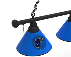St. Louis Blues 3 Shade Pool Table Light with Black Finish Close Up