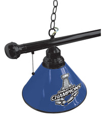2019 St. Louis Blues Stanley Cup Champions Logo 3 Shade Pool Table Light with Black finish Side View
