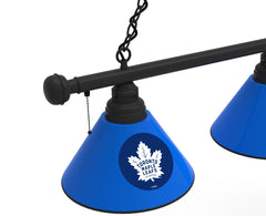 Toronto Maple Leafs 3 Shade Pool Table Light with Black Finish Close Up