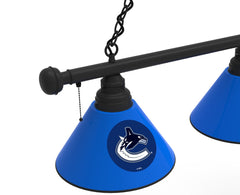 Vancouver Canucks Logo 3 Shade Pool Table Light with Black Finish Side View