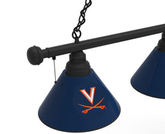 University of Virginia Cavaliers Logo 3 Shade Pool Table Lamp with Black Finish Side View