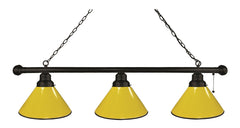 Yellow Non-Logo Plain 3 Shade Billiard Table Light with a Black Finish