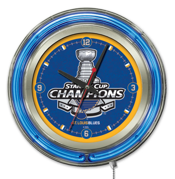 15" St. Louis Blues Stanley Cup Neon Clock