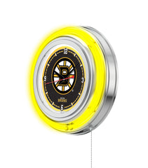 15" NHL Boston Bruins Officially Licensed Logo Neon Clock Wall Decor Side View