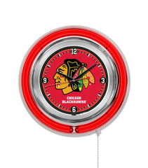 Chicago Blackhawks Officially Licensed Logo 15" Neon Clock Wall Decor