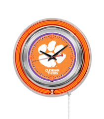 Clemson Tigers Officially Licensed Logo 15" Neon Clock Wall Decor