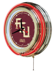 Florida State University FSU Officially Licensed Logo 15" Neon Clock Wall Decor