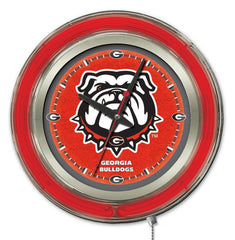 Georgia Bulldog Officially Licensed Logo 15" Neon Clock Wall Decor