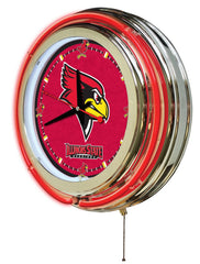 Illinois State University Redbirds Officially Licensed Logo 15" Neon Clock Hanging Wall Decor Side View