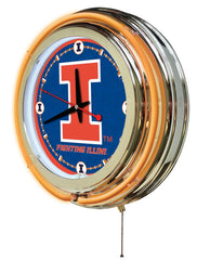 Illinois Fighting Illini Officially Licensed Logo 15" Neon Clock Wall Decor