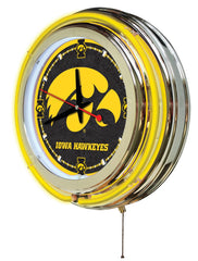 Iowa Hawkeyes Officially Licensed Logo 15" Neon Clock Wall Decor