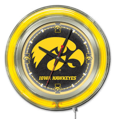 Iowa Hawkeyes Officially Licensed Logo 15" Neon Clock Wall Decor