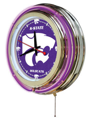 15" Kansas State Wildcats Officially Licensed Logo Neon Clock Wall Decor