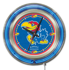 Kansas Jayhawks Officially Licensed Logo 15" Neon Clock Wall Decor