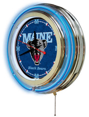 University of Maine Black Bears Officially Licensed Logo 15" Neon Clock Hanging Wall Decor Side View