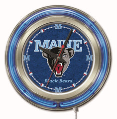 University of Maine Black Bears Officially Licensed Logo 15" Neon Clock Hanging Wall Decor