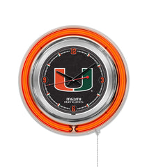 Miami Hurricanes Officially Licensed Logo 15" Neon Clock Wall Decor