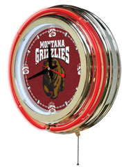 University of Montana Grizzlies Officially Licensed Logo 15" Neon Clock Hanging Wall Decor Side View