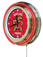 Maryland Terrapins Officially Licensed Logo 15" Neon Clock Wall Decor