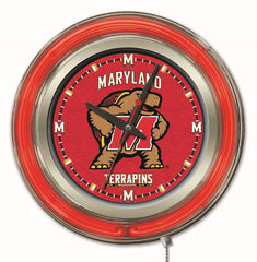 Maryland Terrapins Officially Licensed Logo 15" Neon Clock Wall Decor 
