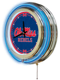 15" Ole Miss Rebels Neon Clock