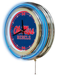 Ole Miss Rebels Officially Licensed Logo 15" Neon Clock Wall Decor