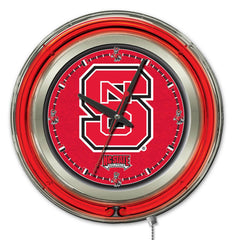 NC State Wolfpack Officially Licensed Logo 15" Neon Clock Wall Decor