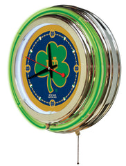 Notre Dame Fighting Irish Shamrock Officially Licensed Logo 15" Neon Clock Wall Decor