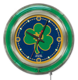 15" Notre Dame Neon Clock Fighting Irish Shamrock